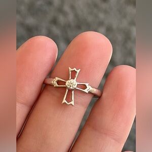 925 silver cross ring with stone